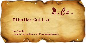 Mihalko Csilla névjegykártya